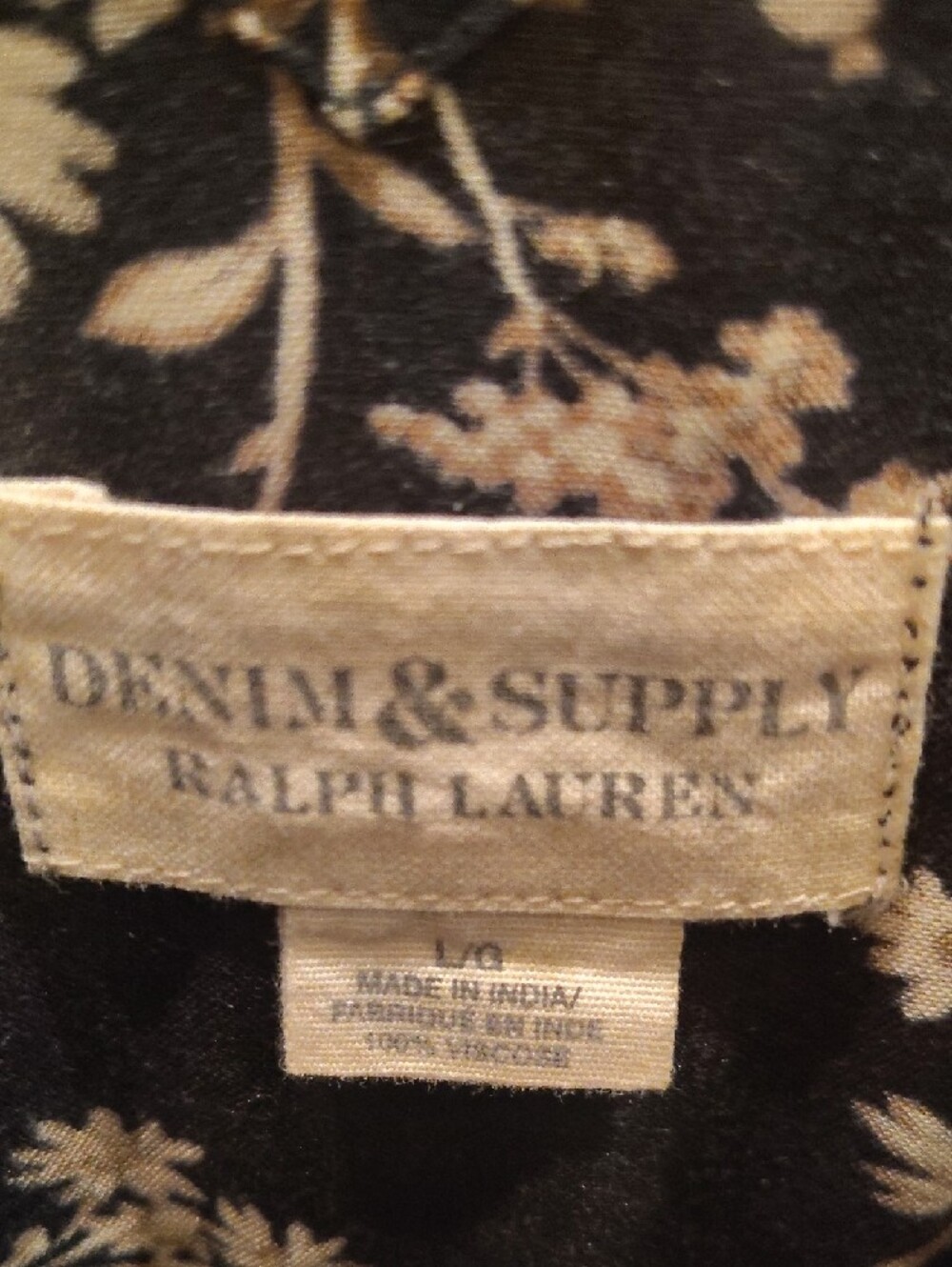 Ralph Lauren Black Floral Button-Front Dress with Cream Accents - Picture 3 of 3